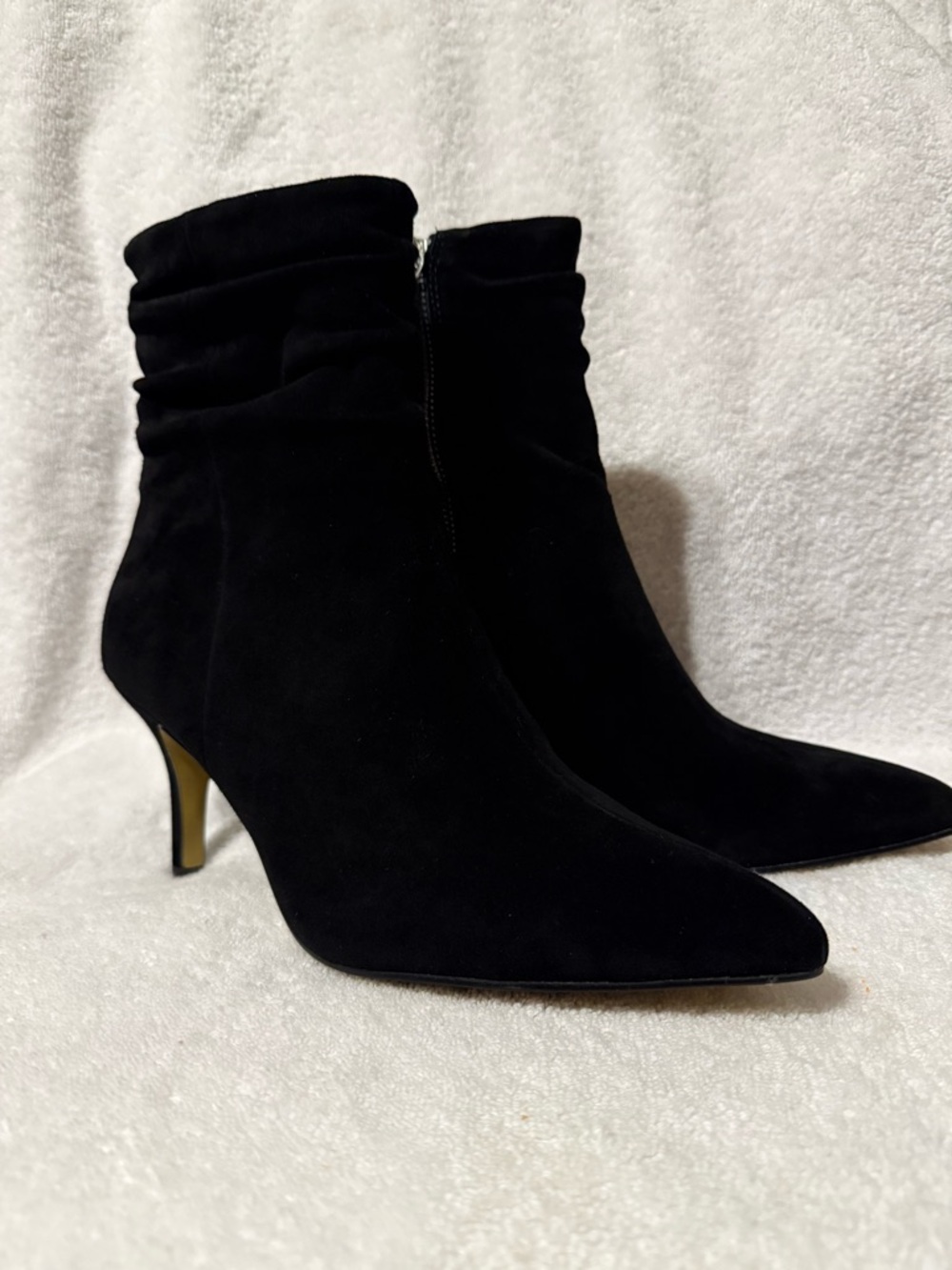 Bella Vita Black Suede Pointed-Toe Ankle Booties
